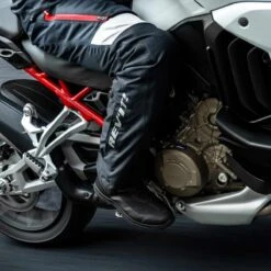 Rev It! Horizon 3 Trousers WP - Black -Motorcycle Clothing Store rev it 3 trousers close up on bike