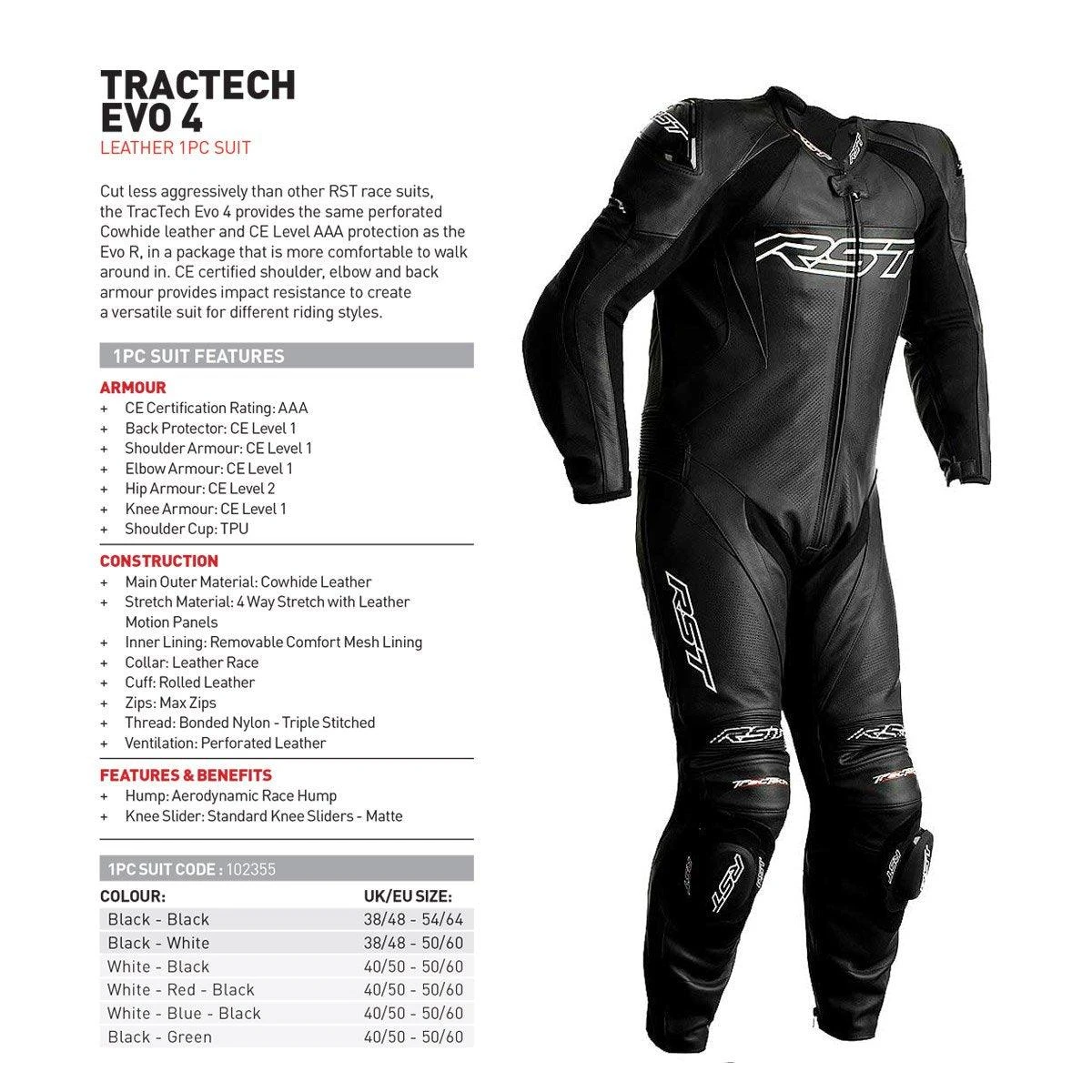 RST Tractech Evo 4 1PC Leather Suit CE - Black 6 RST Tractech Evo 4 1PC Leather Suit CE - Black - Image 5