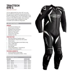 RST Tractech Evo 4 1PC Leather Suit CE - Black White -Motorcycle Clothing Store rst tractech evo 4 1pc leather suit ce black white getgearedshop 4