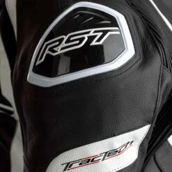 RST Tractech Evo 4 Leather Jacket CE - Black White -Motorcycle Clothing Store rst tractech evo 4 leather jacket ce black white getgearedshop 4
