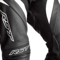 RST Tractech Evo 4 Leather Trousers CE - Black White -Motorcycle Clothing Store rst tractech evo 4 leather trousers ce black white getgearedshop 2